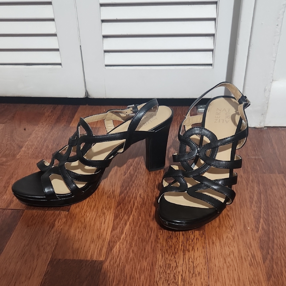 Naturalizer Black Strappy Heels